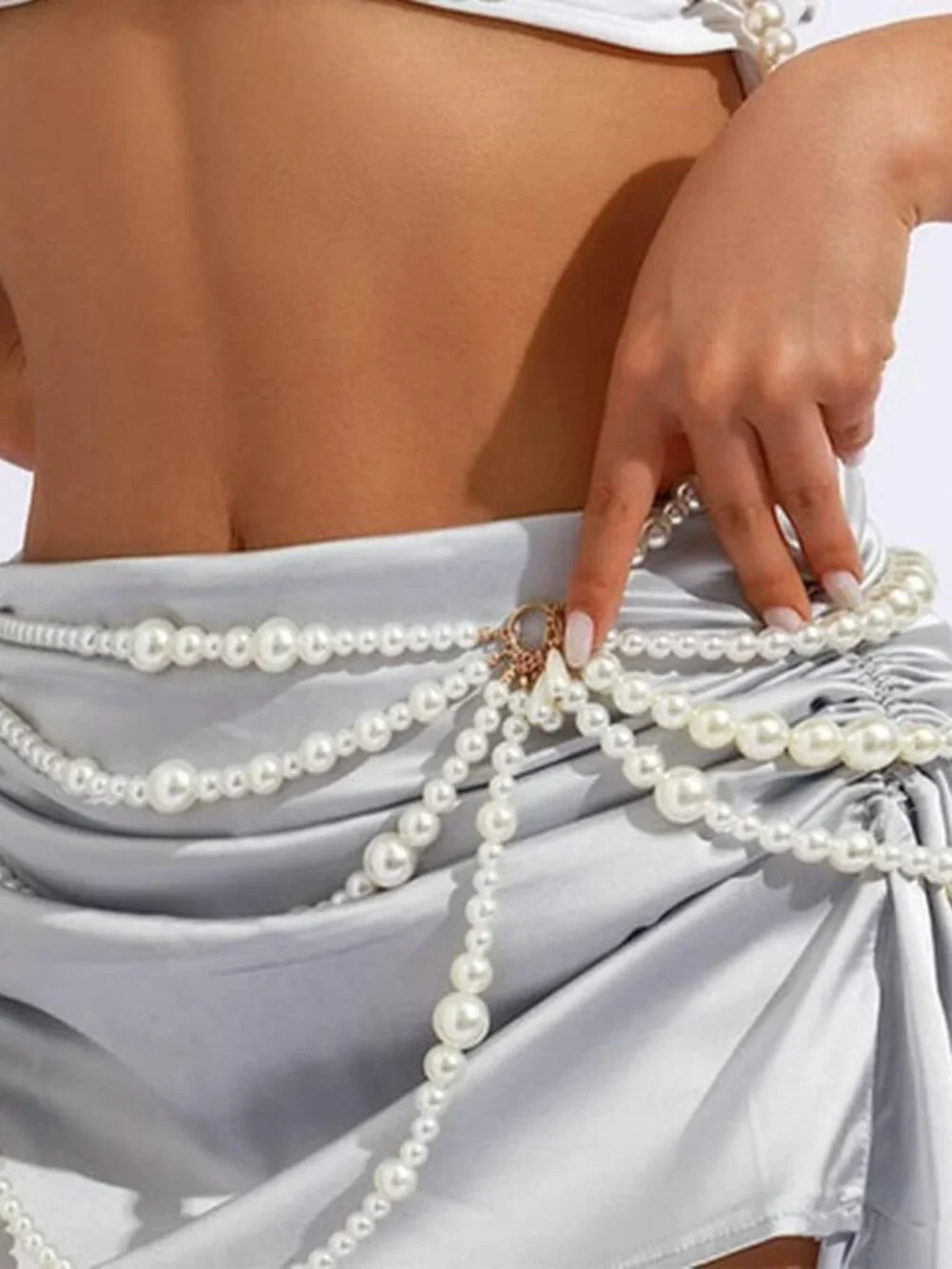Pearl Waist Chain Layered Rave Fashion Beach Body Jewelry Chains for Women